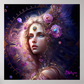 Fantasy Princess Purple Blumen Poster