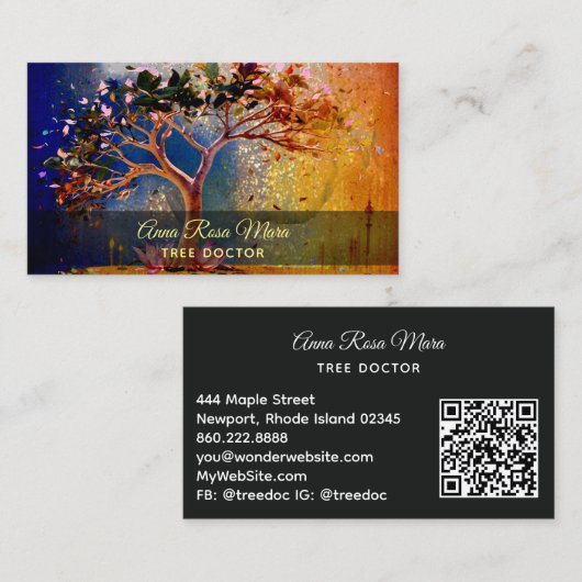 *~* Fantasy QR AP82 Ethereal TREE Business Card Visitenkarte (Vorne/Hinten)
