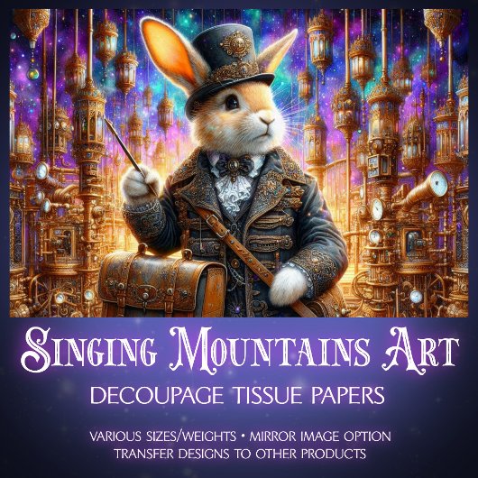 Fantasy Rabbit Mechanischer Steampunk Decoupage Seidenpapier