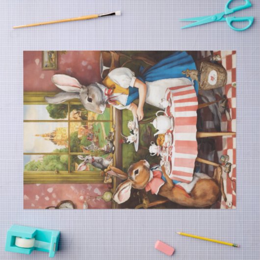 Fantasy Rabbit Tee Party Tierdekoupage Seidenpapier (Basteln)