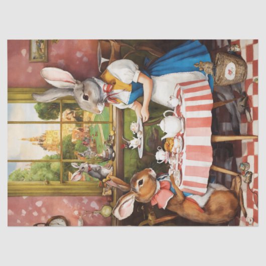 Fantasy Rabbit Tee Party Tierdekoupage Seidenpapier (Vorderseite)
