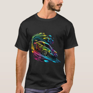 Fantasy Racing Sports Car Exotic Rainbow Flames T-Shirt