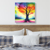 Fantasy Rainbow Color Tree Abstrakt Leinwanddruck (Insitu (Schlafzimmer))