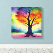 Fantasy Rainbow Color Tree Abstrakt Leinwanddruck (Insitu (Holzboden))