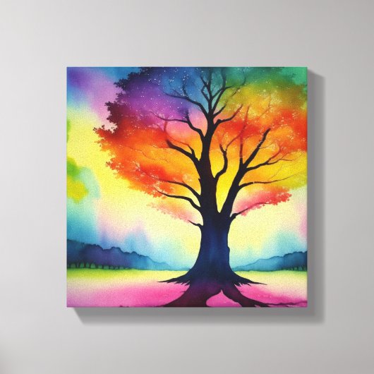 Fantasy Rainbow Color Tree Abstrakt Leinwanddruck (Vorderseite)