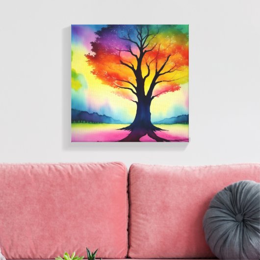 Fantasy Rainbow Color Tree Abstrakt Leinwanddruck (Insitu (Wohnzimmer))