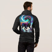 Fantasy Rainbow Dragon mit Moon Hoodie (Schwarz voll)