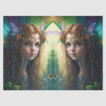 Fantasy Rainbow Fairy Girl Decoupage