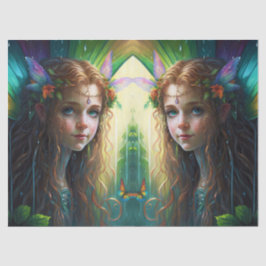 Fantasy Rainbow Fairy Girl Decoupage Seidenpapier