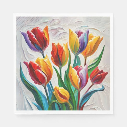 Fantasy Rainbow Tulip Bouquet Serviette (Vorderseite)