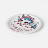 Fantasy Rainbow Unicorn Kinderdusche Pappteller (Schrägansicht)