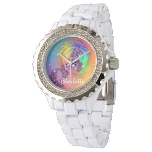 Fantasy Rainbow Unicorn Personalisiert Armbanduhr