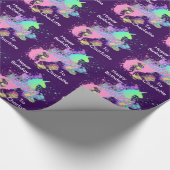 Fantasy Rainbow Unicorn Personalisiert Geschenkpapier (Ecke)