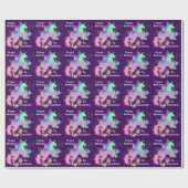 Fantasy Rainbow Unicorn Personalisiert Geschenkpapier (Flach)