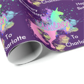 Fantasy Rainbow Unicorn Personalisiert Geschenkpapier (Rolleneckpunkt)