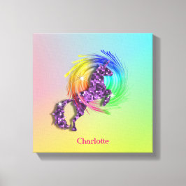 Fantasy Rainbow Unicorn Personalisiert Leinwanddruck