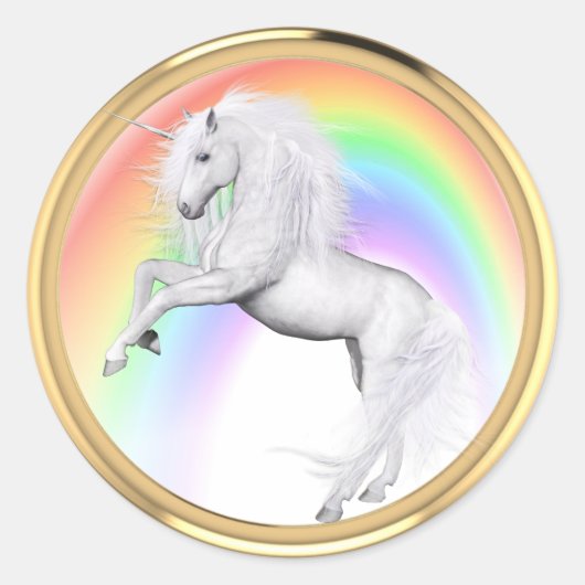 Fantasy Rainbow Unicorn Runder Aufkleber (Vorderseite)