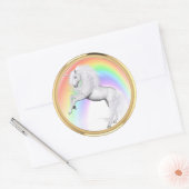 Fantasy Rainbow Unicorn Runder Aufkleber (Umschlag)