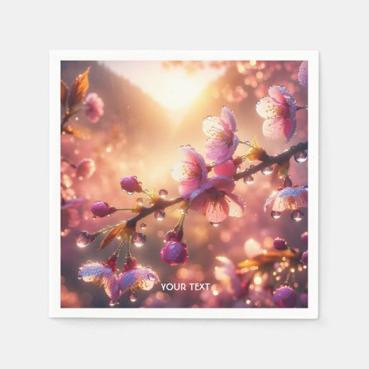 Fantasy Raindrops Cherry Petals Serviette (Vorderseite)