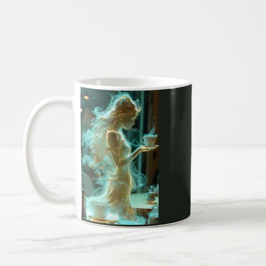 Fantasy-Rauch-Kunst Frau Leuchtender Kaffeebecher Kaffeetasse (Links)
