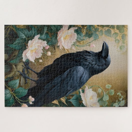 Fantasy Raven & Bloom - Zauberhafte mystische Kuns Puzzle (Horizontal)