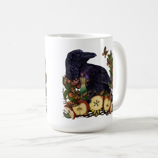 Fantasy Raven Fee Art Kaffeetasse (VorderseiteRechts)