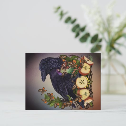 Fantasy Raven Fee Art Postkarte (Stehend Vorderseite)