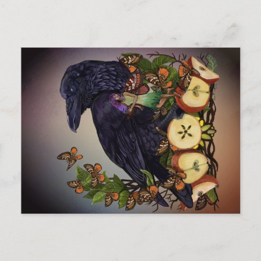 Fantasy Raven Fee Art Postkarte (Vorderseite)