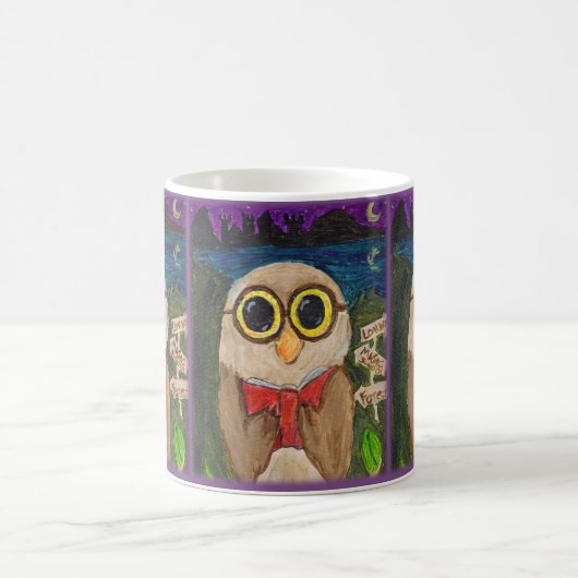 Fantasy Reader Owl Buch Folklorekunst Kaffeetasse (Mittel)