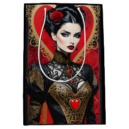Fantasy Red and Black Goth Lady Gift Bag Mittlere Geschenktüte