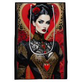 Fantasy Red and Black Goth Lady Gift Bag Mittlere Geschenktüte (Rückseite)