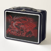 Fantasy Red Dragon Metall Brotdose (Vorderseite)