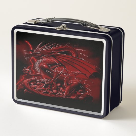 Fantasy Red Dragon Metall Brotdose (Vorderseite)