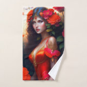 Fantasy Red Fairy Red Blume Badhandtuch Set (Handtuch)