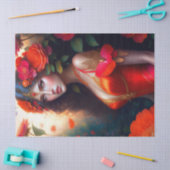 Fantasy Red Fairy Red Blume Decoupage Seidenpapier (Basteln)