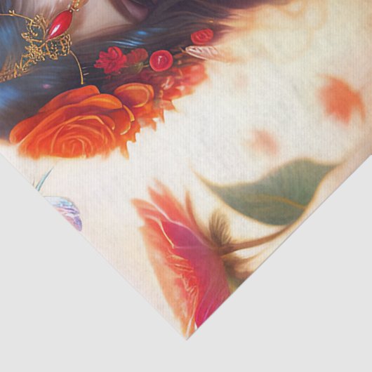 Fantasy Red Fairy Red Blume Decoupage Seidenpapier (Detail)