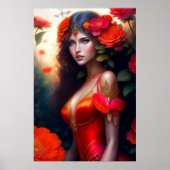 Fantasy Red Fairy Red Blume Poster (Vorne)