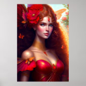 Fantasy Red Fairy Red Blume Poster (Vorne)