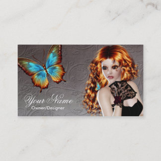 Fantasy Redhead Butterfly Frauenkarte Visitenkarte