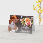 Fantasy Redhead mit Rose Geburtstagkarte 2 Karte (Gelbe Blume)