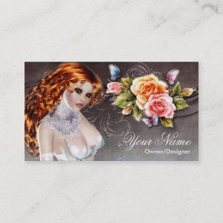 Fantasy Redhead Schöne Rose Frauen Visitenkarte