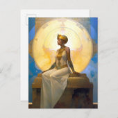 Fantasy Retrofuturistische Kunst sitzende Königin Postkarte (Vorne/Hinten)