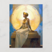 Fantasy Retrofuturistische Kunst sitzende Königin Postkarte (Vorderseite)