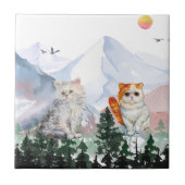 Fantasy Riesenkatzen in den Bergen Fliese (Vorderseite)
