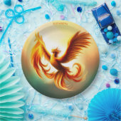 Fantasy Rising Golden Phoenix Art Deco Stil Pappteller (Party)