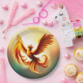 Fantasy Rising Golden Phoenix Art Deco Stil Pappteller (Party)