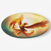 Fantasy Rising Golden Phoenix Art Deco Stil Pappteller (Schrägansicht)