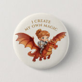 Fantasy-Ritter-Prinzessin-Drache benutzerdefiniert Button (Vorderseite)