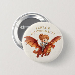 Fantasy-Ritter-Prinzessin-Drache benutzerdefiniert Button