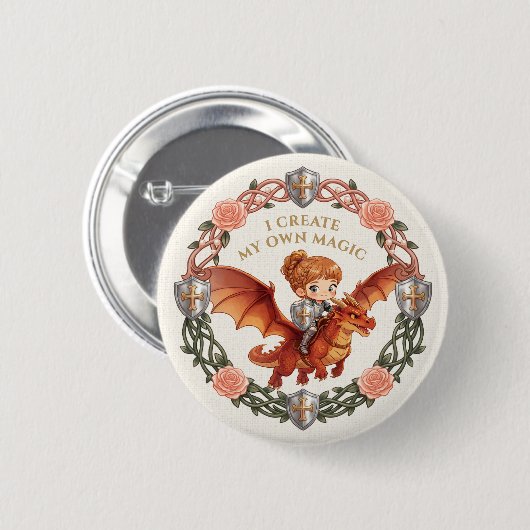 Fantasy-Ritter-Prinzessin-Drache Individuelle Ästh Button (Vorne & Hinten)